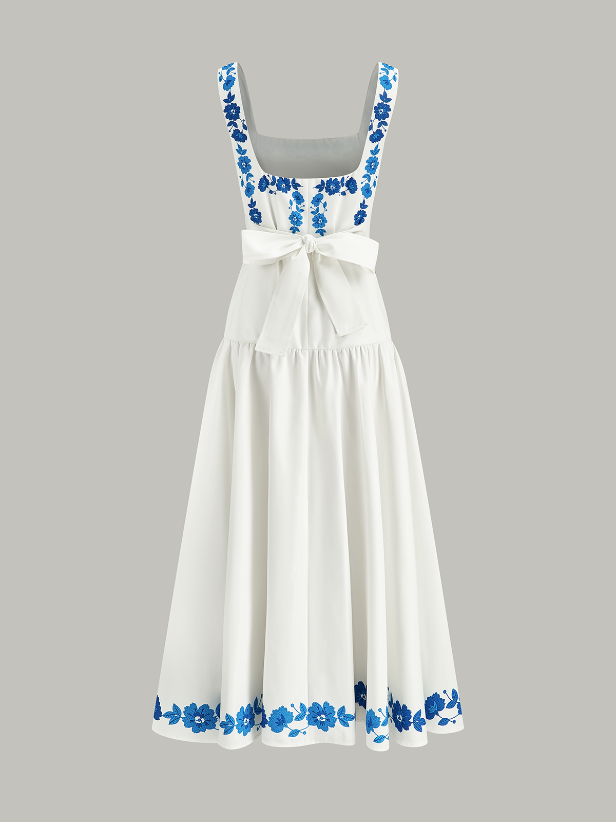 Bow Back Print Midi Dress