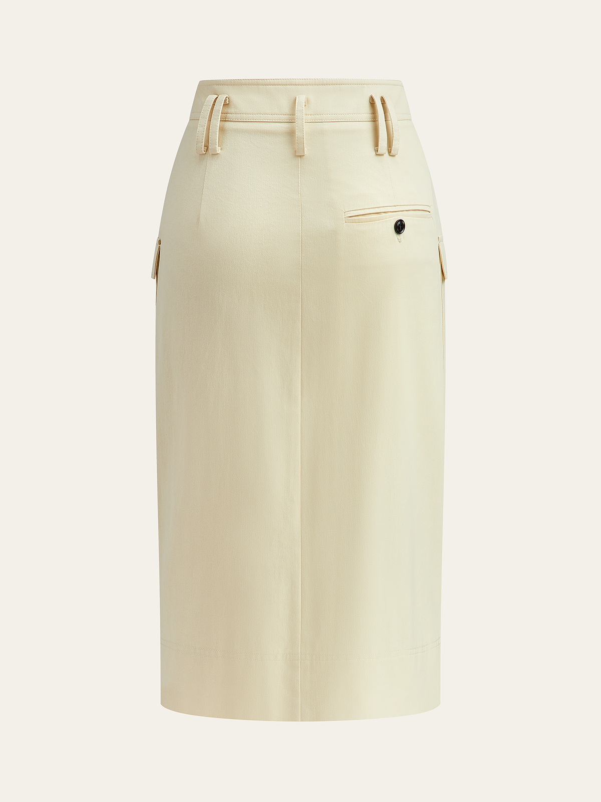 Pocketed Button-Front Midi Skirt