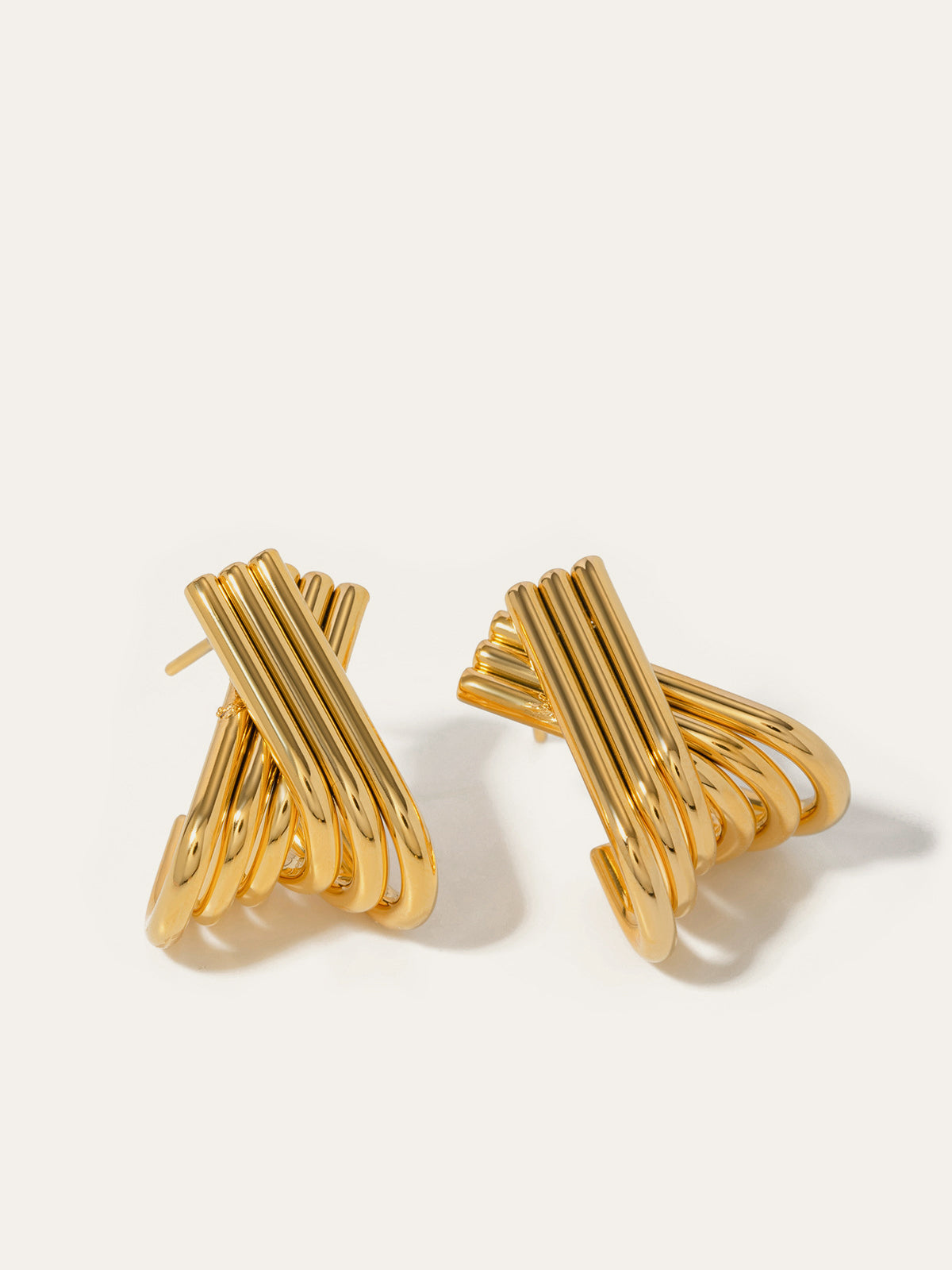 Gold Plated Crossover Hoop Earrings