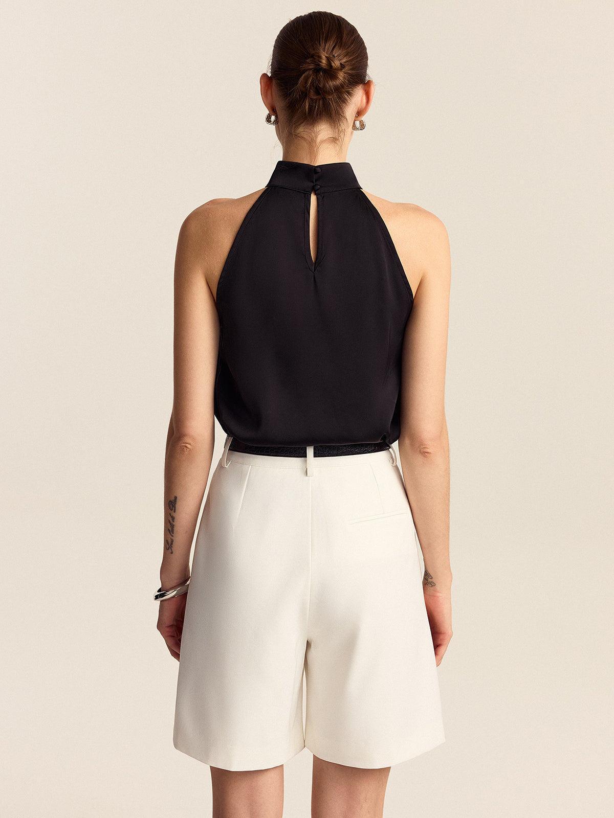 Belted Pleated High-Waisted Shorts