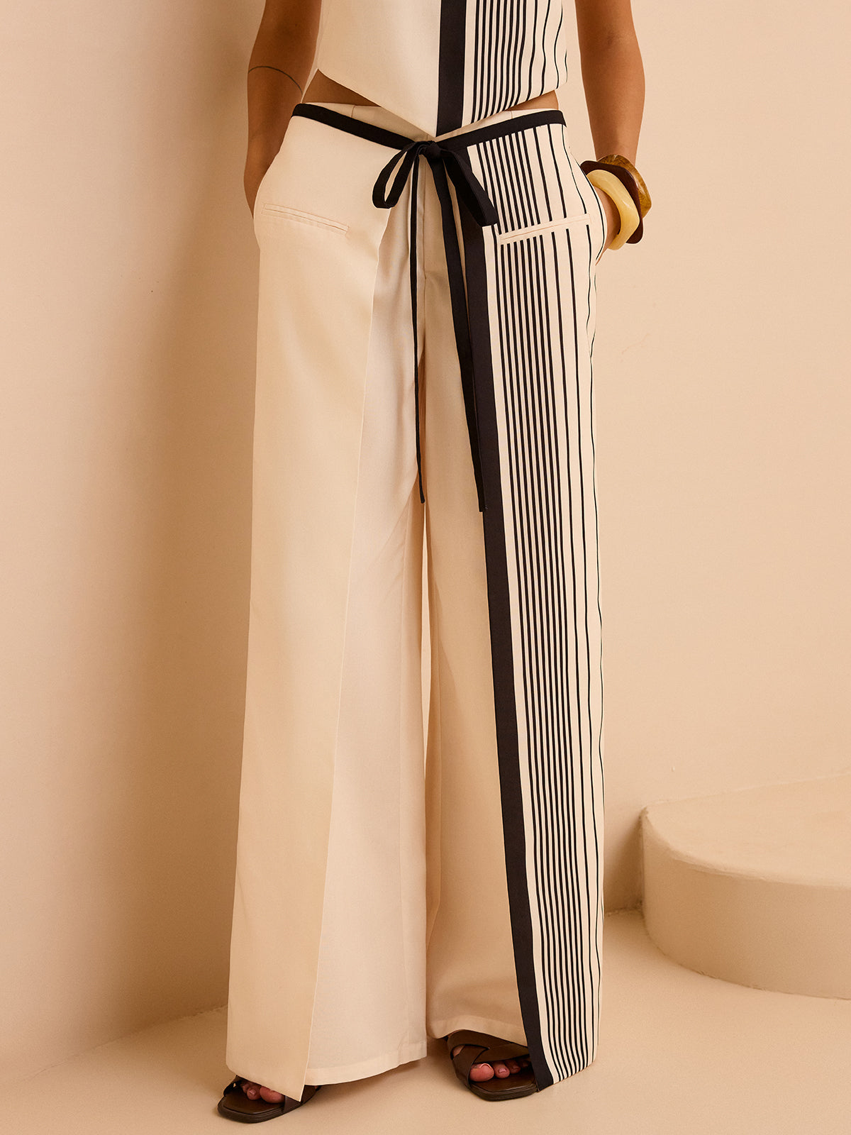 Striped Low-Waist Pants