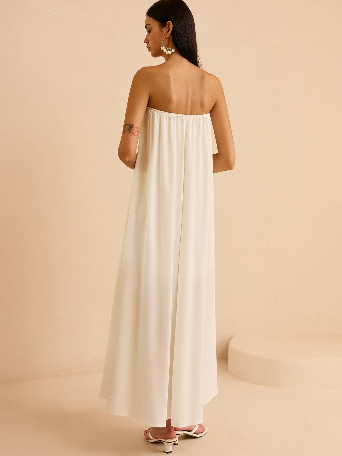 Strapless Floral Print Maxi Dress