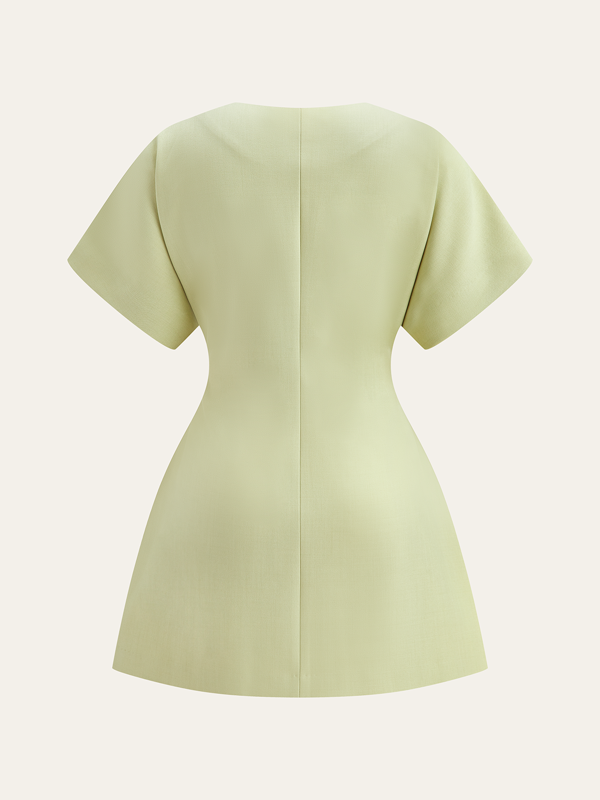 Short-Sleeved V-Neck Buttoned Mini Dress