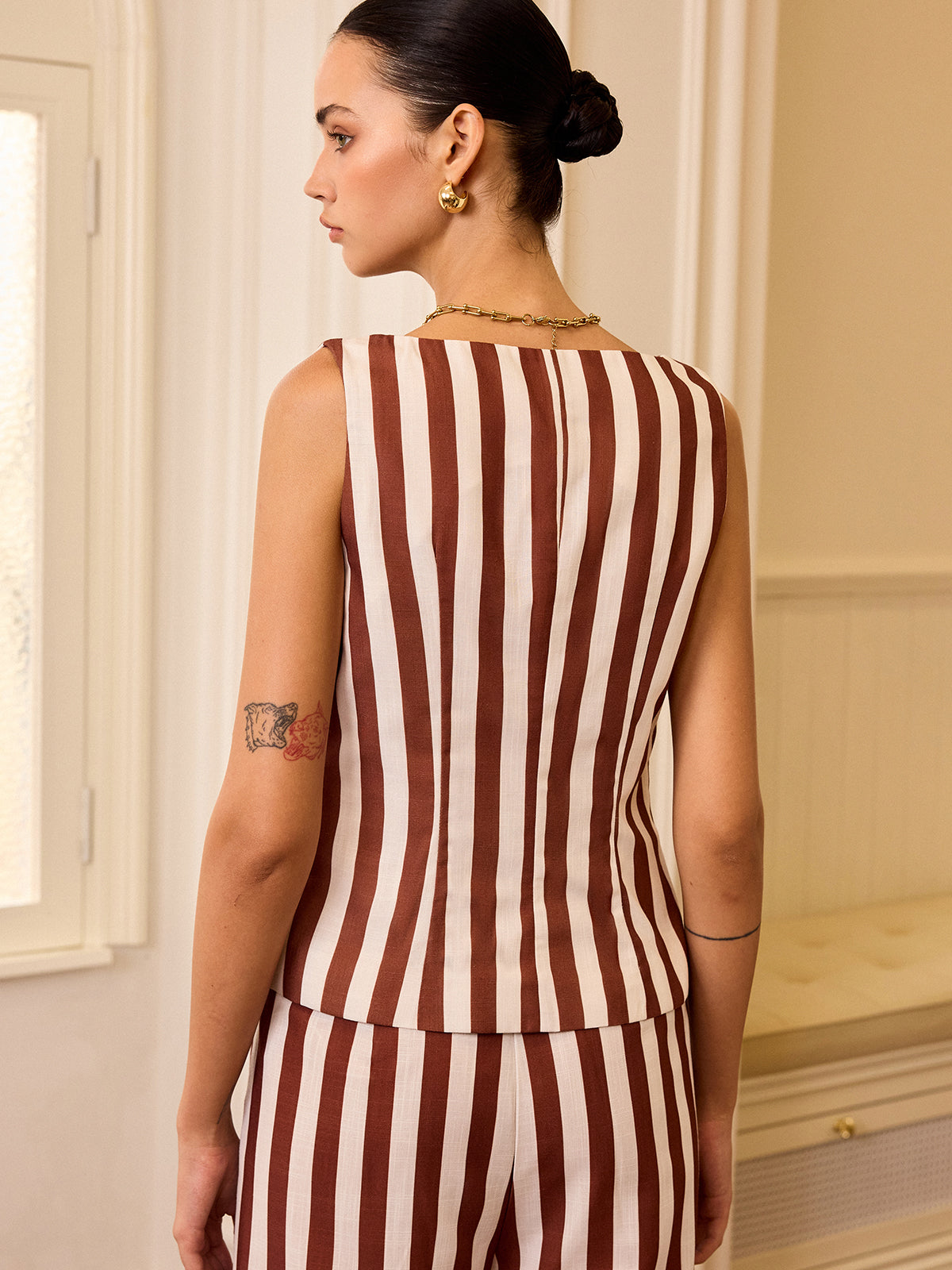 Striped Pocketed Vest