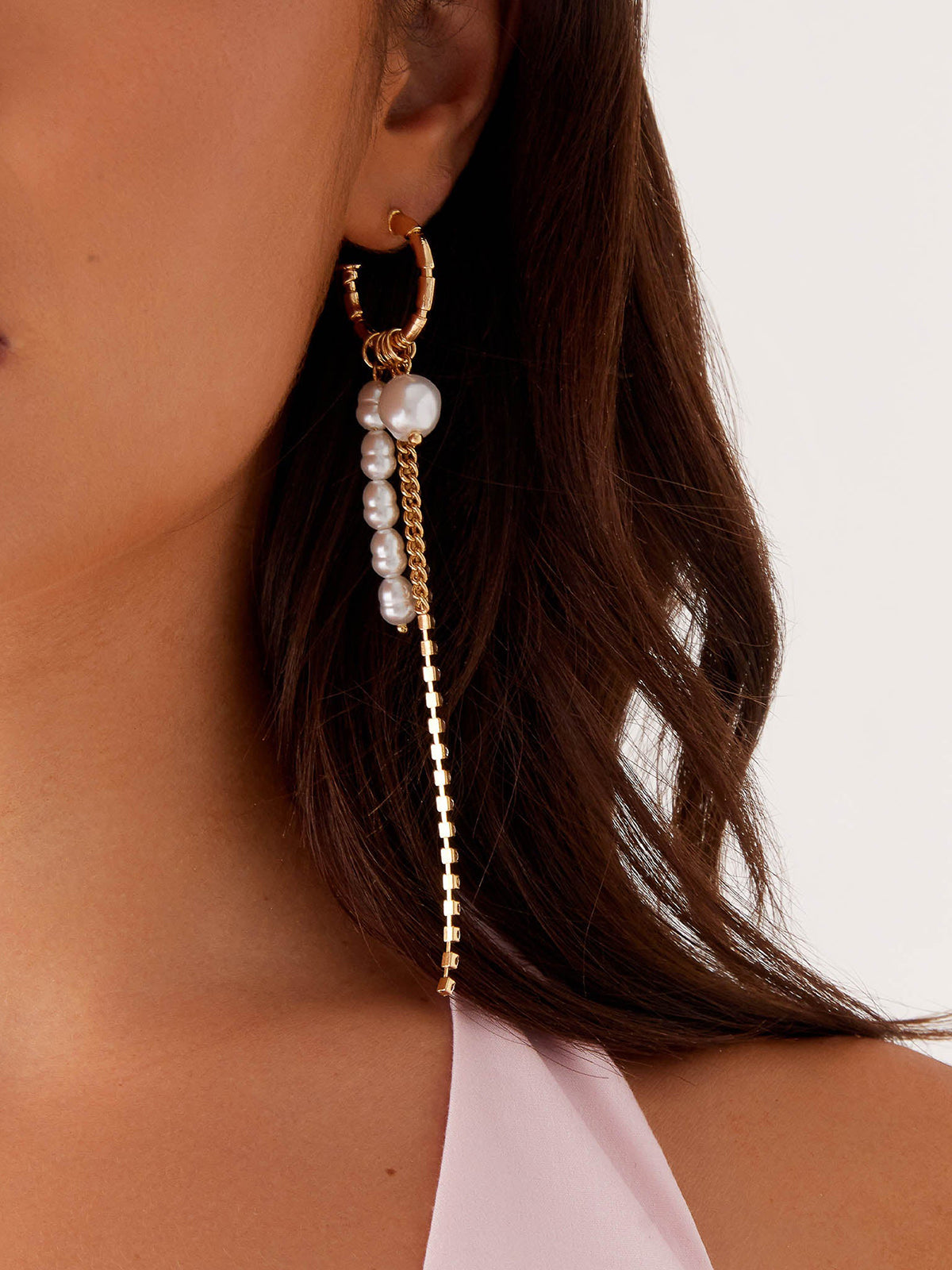 Pearl & Chain Drop Earrings