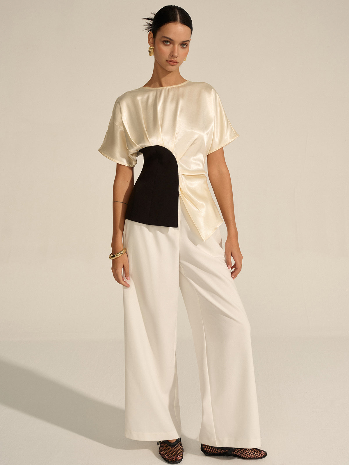 Asymmetric Color-Block Top