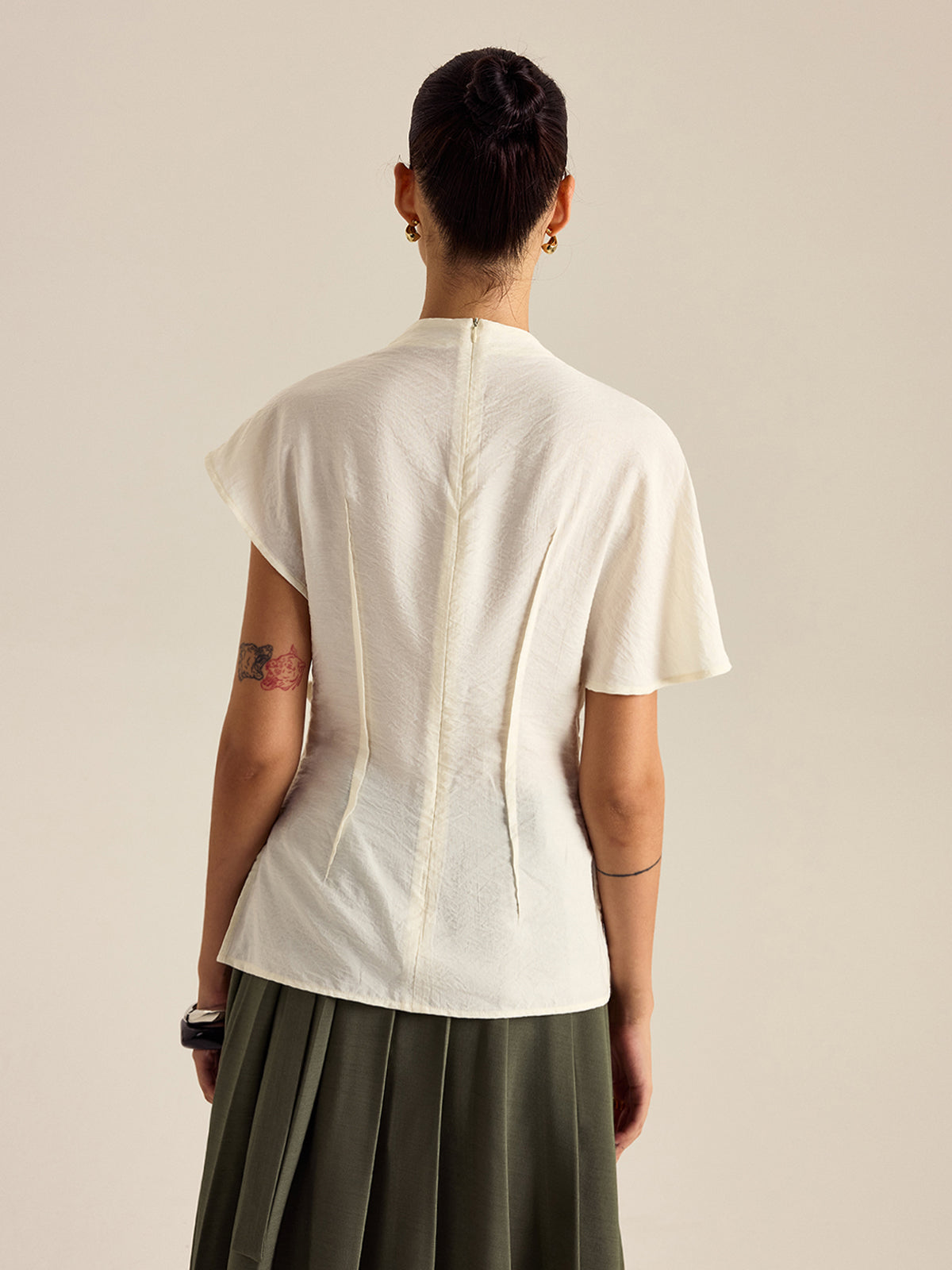 Draped Mock Neck Blouse