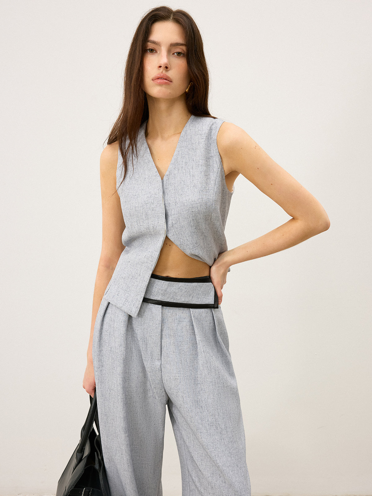 Back Buttons Slit Hem Vest