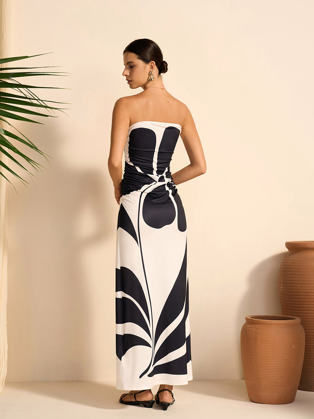 Semi-Sheer Strapless Floral Dress