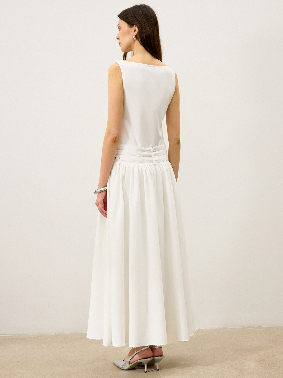 Boat Neck Multi-Belt Low-Waist Maxi Dress