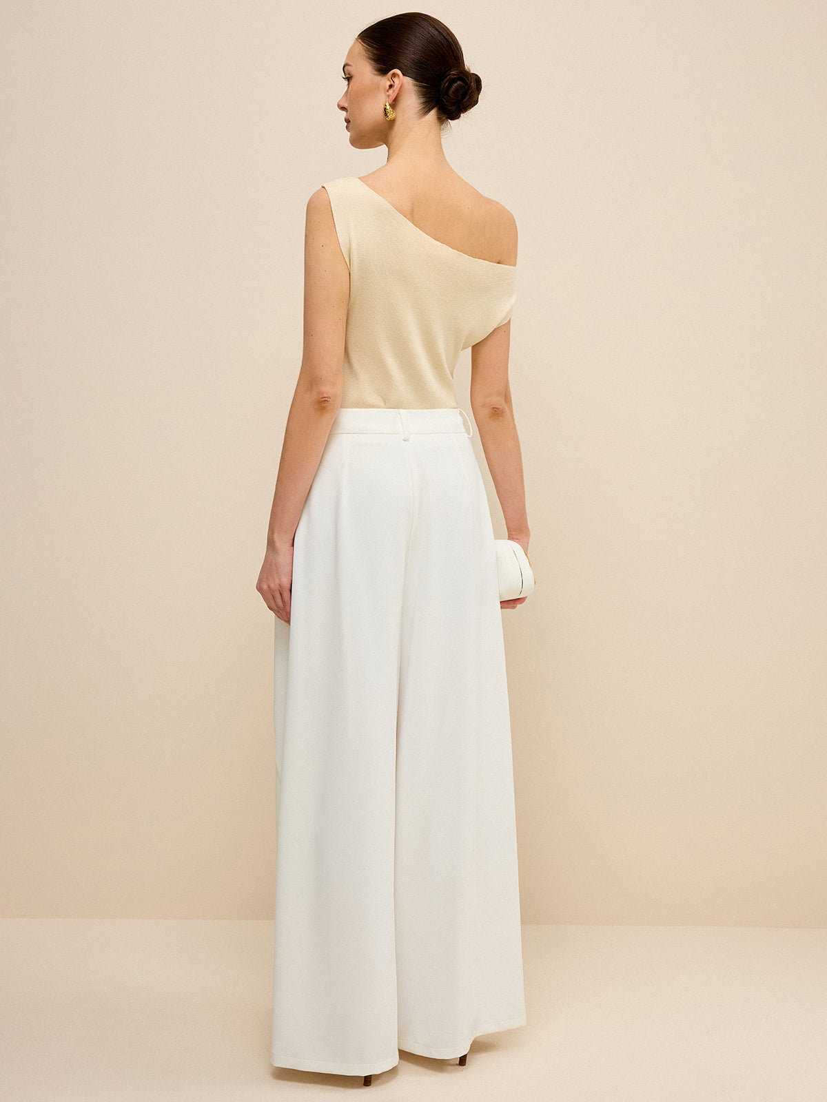 High-Waisted Wide-Leg Pants with Side Slits