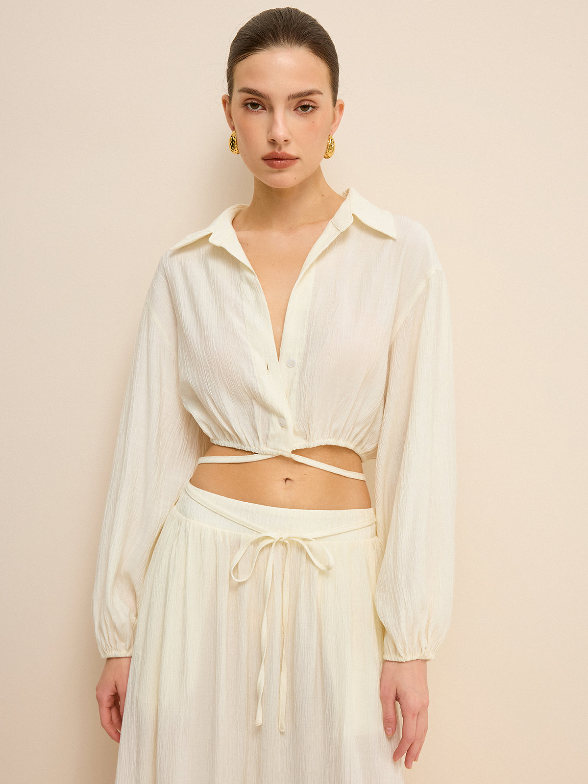 Cropped Shirt with Crisscross Tie-Back