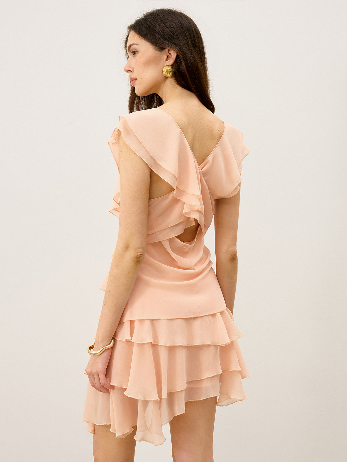 Semi-Sheer Ruffled Chiffon Blouse