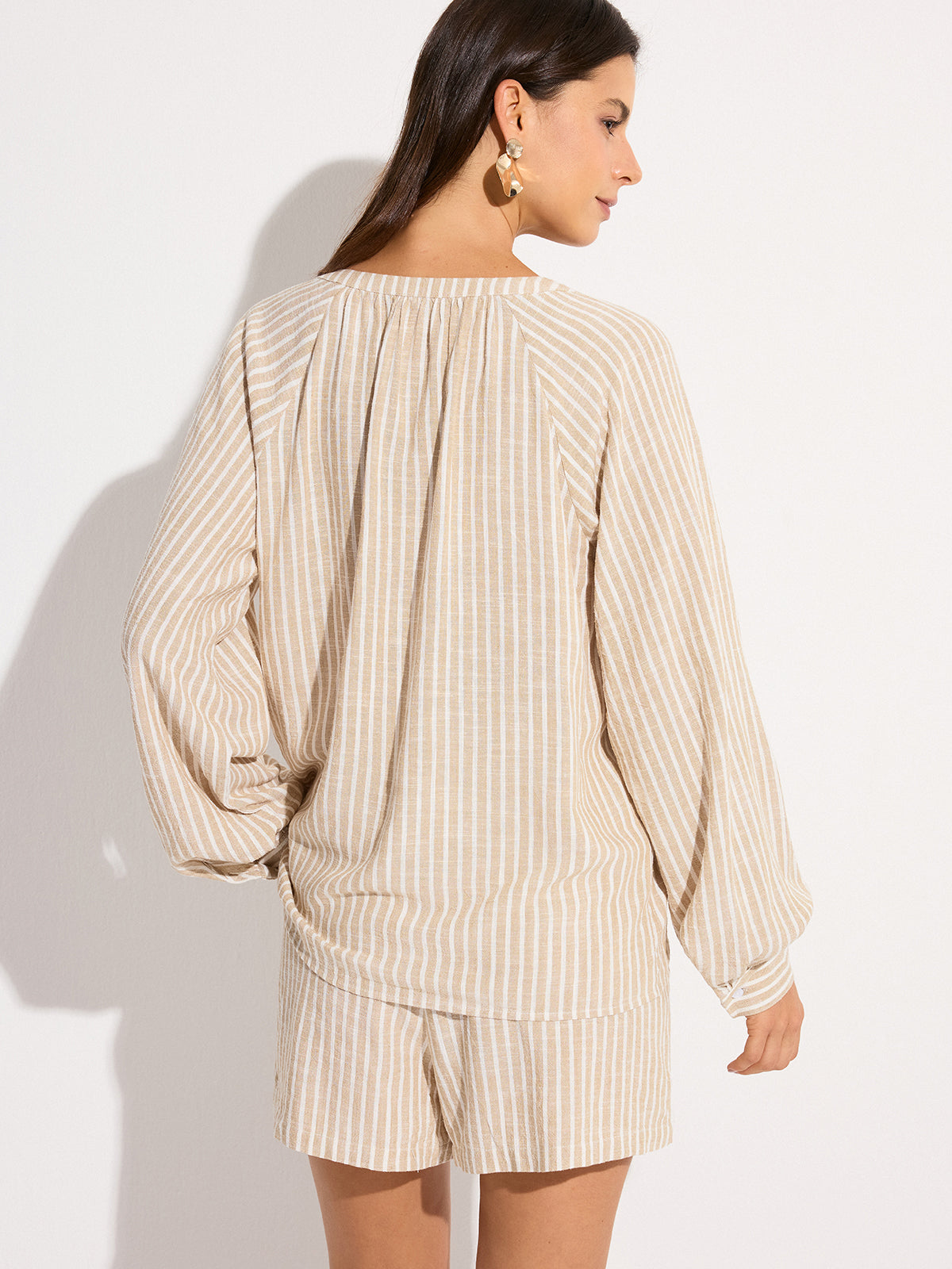 Striped Linen & Cotton Shorts Set