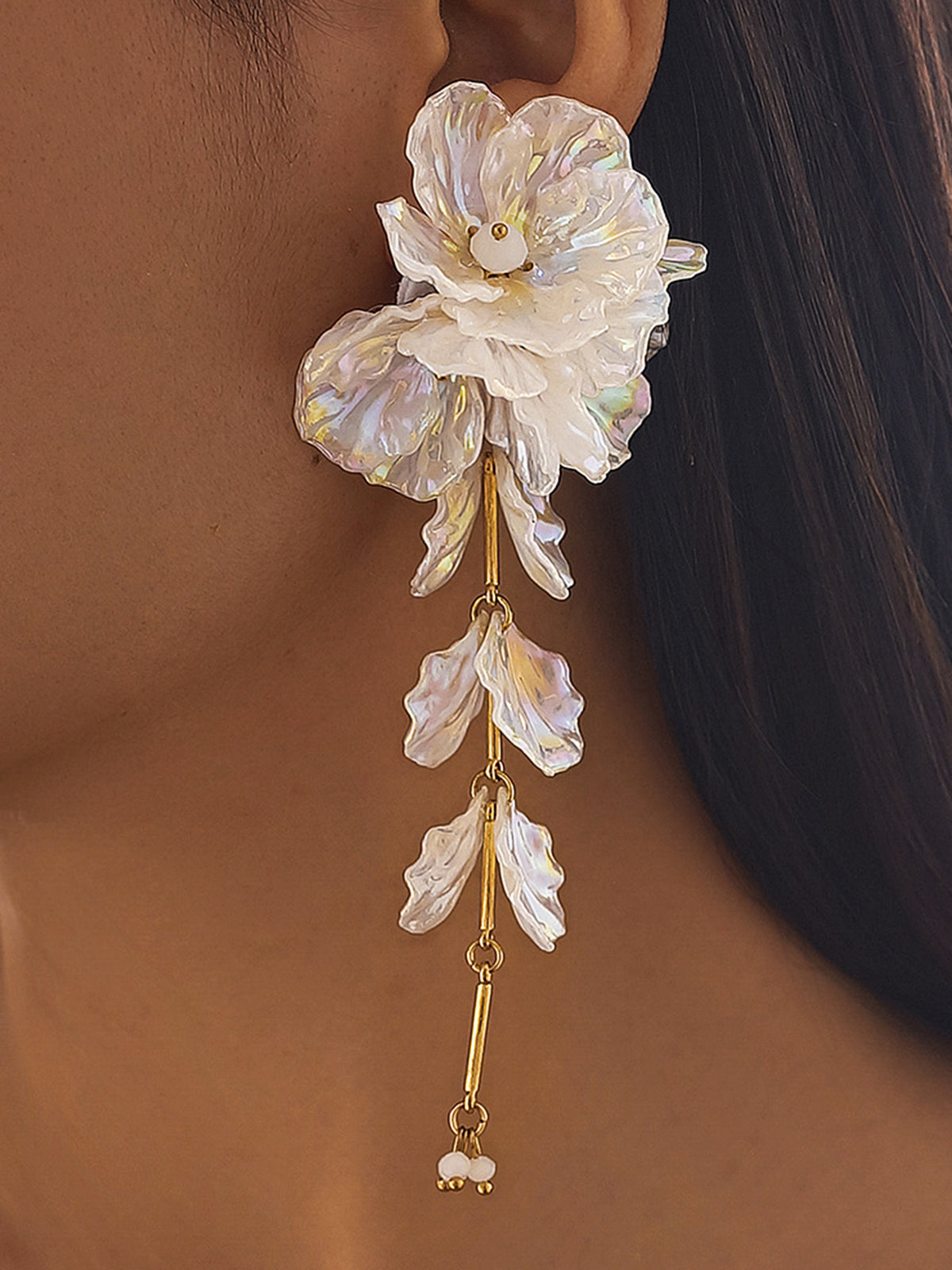 Floral Iridescent Drop Earrings