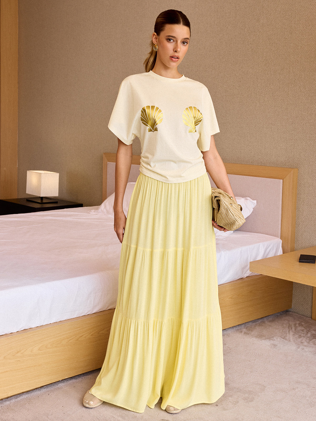 Tiered Maxi Skirt with Elastic Waist