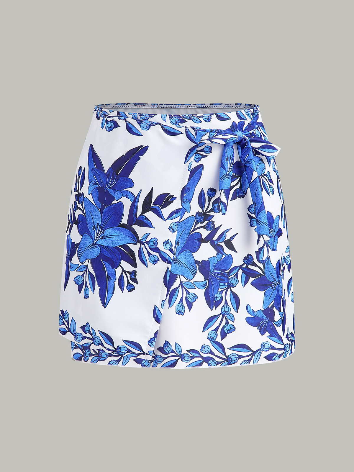 Floral Print Back Tie One-Piece Swimsuit With Cover-Up Skirt