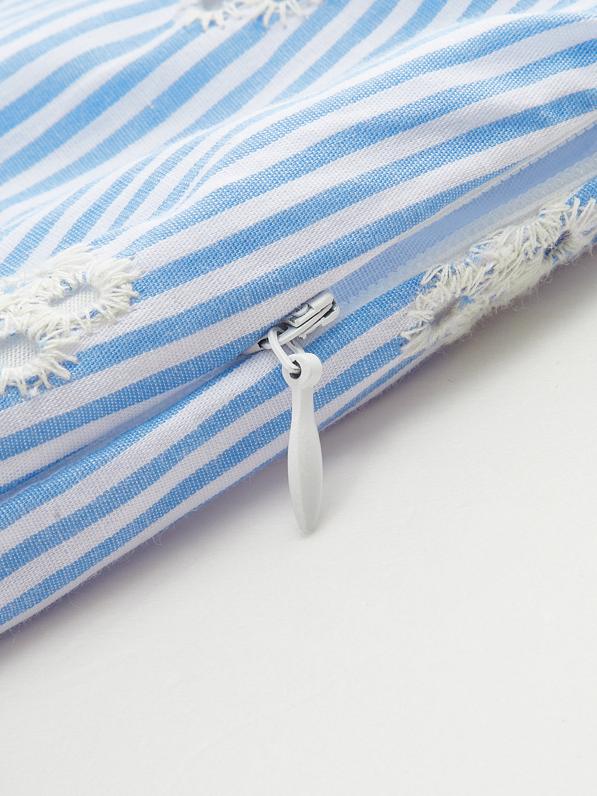 Short-Sleeve Embroidered Floral Striped Dress