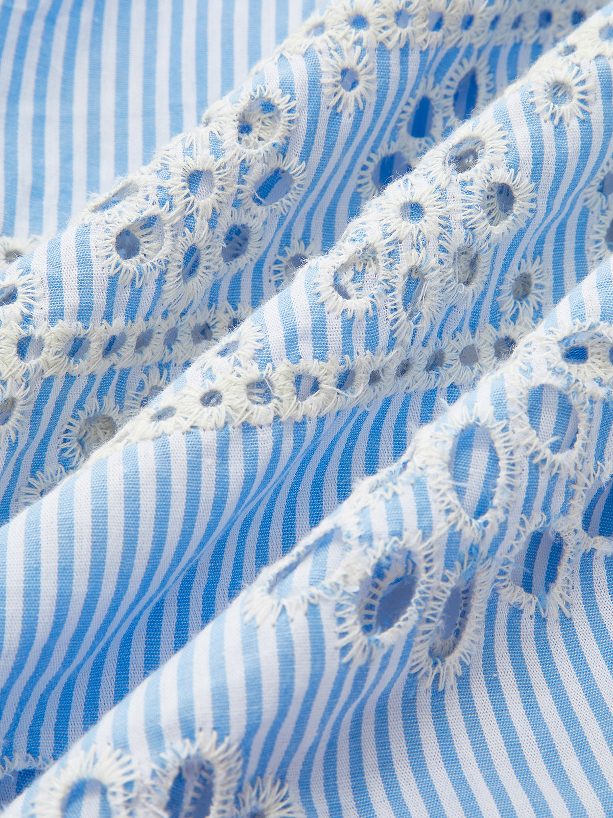 Short-Sleeve Embroidered Floral Striped Dress