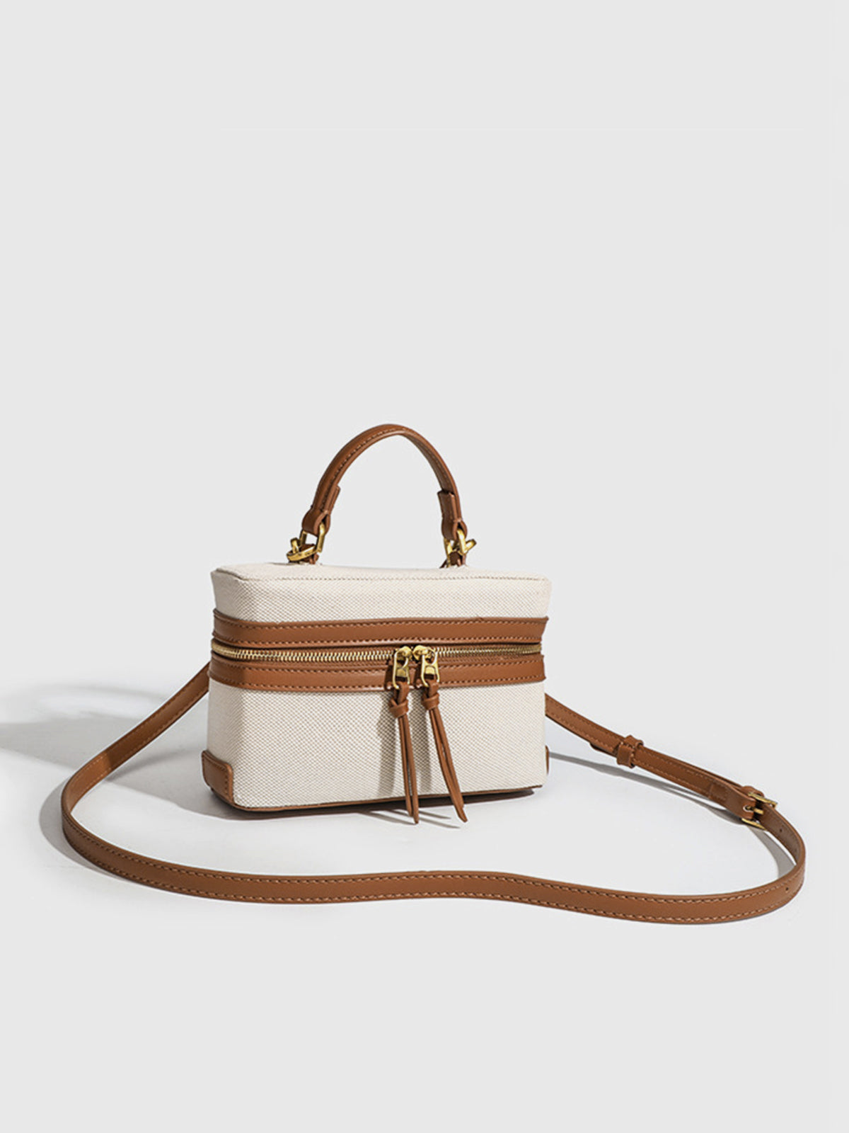 Dual-Tone Zippered Crossbody Bag