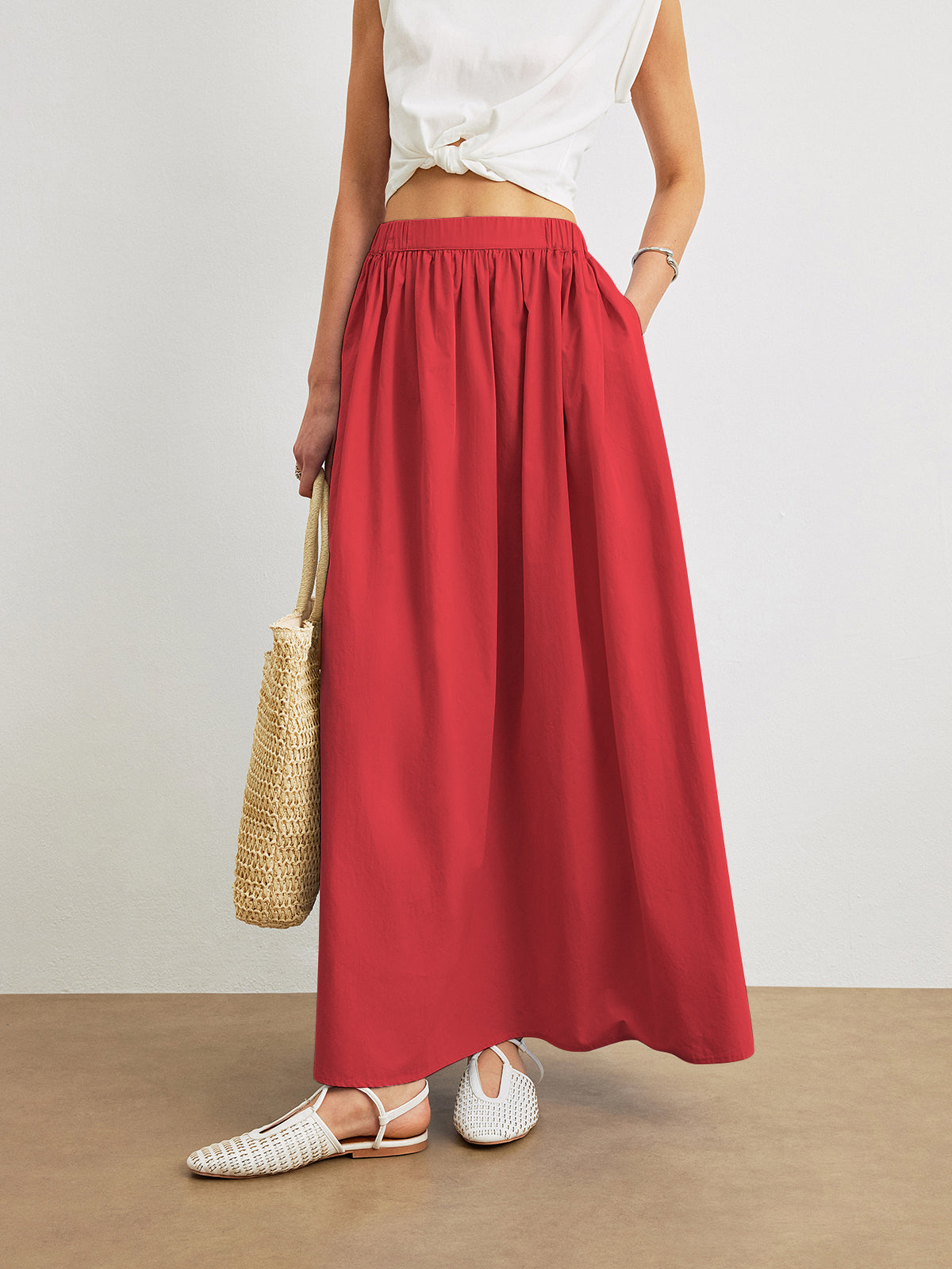 Cotton A-Line Skirt With Pockets