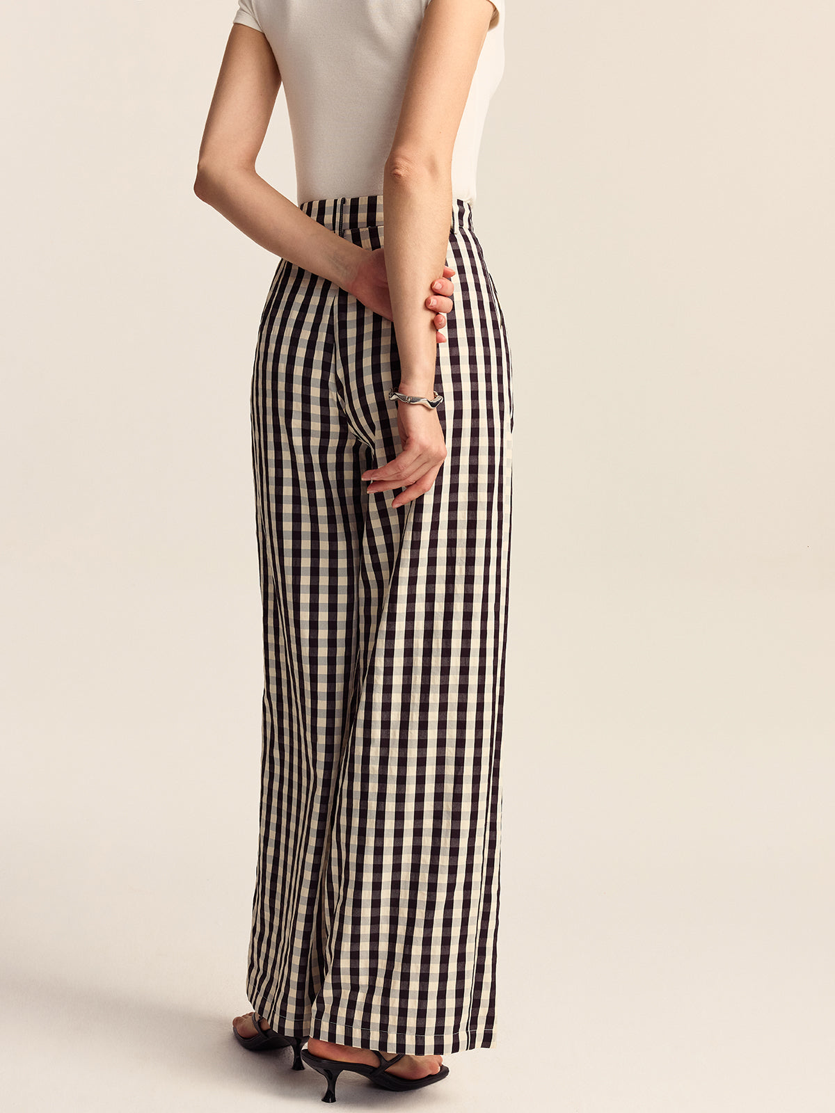 Gingham Wide-Leg Pants