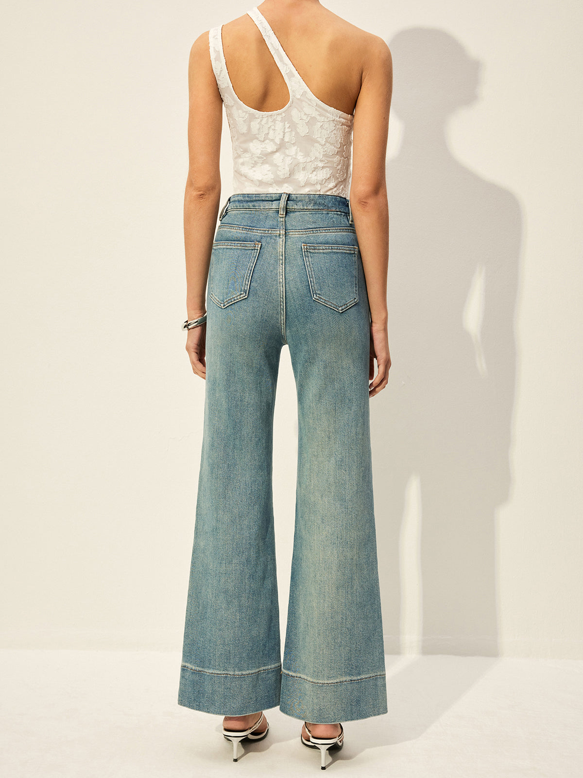 Mid-Waist Denim Pants With Pockets