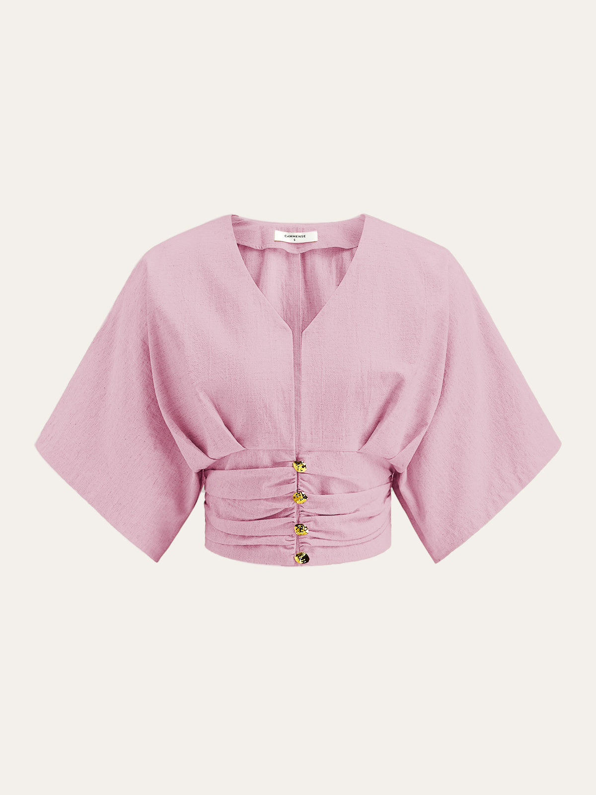 Cotton & Linen Kimono Sleeve Button Top