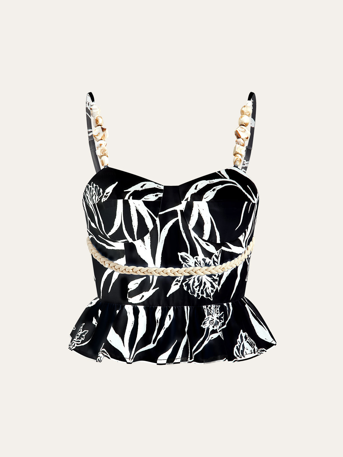 Floral Print Peplum Top With Shorts Set