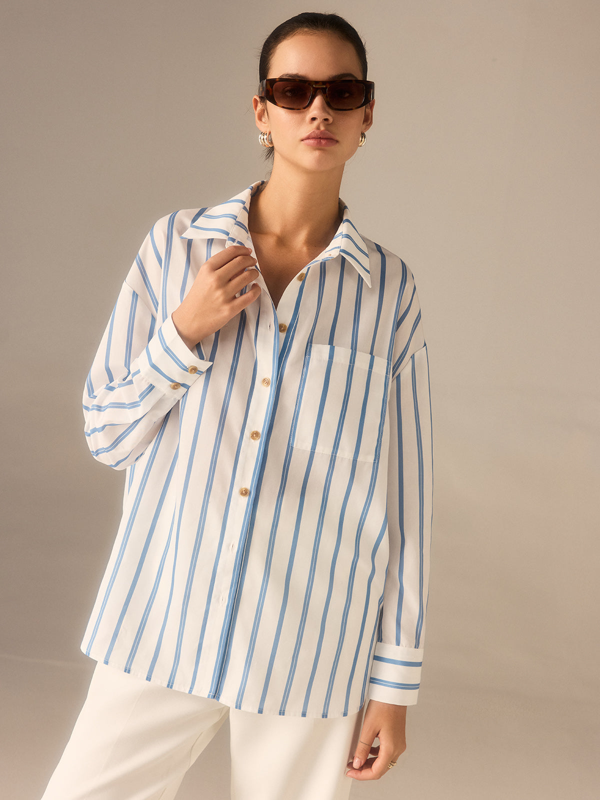 Oversized Striped Button Shirt