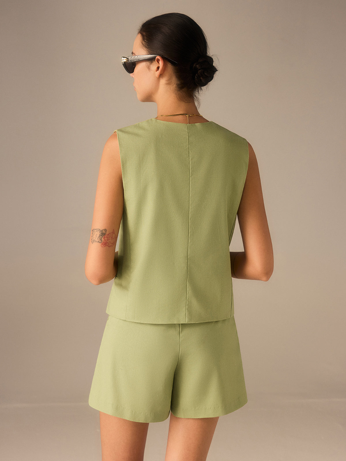 Linen&Cotton Buttoned Vest