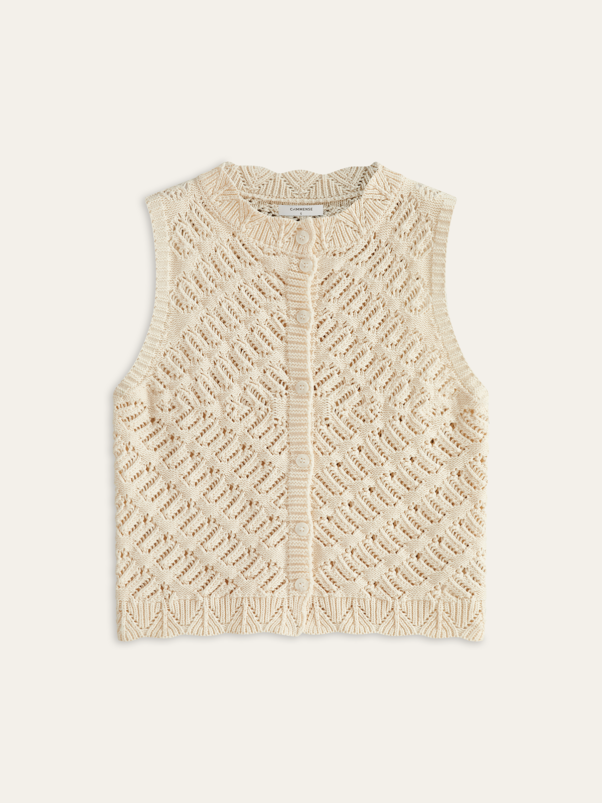 Knitted Sleeveless Cardigan with Button Front