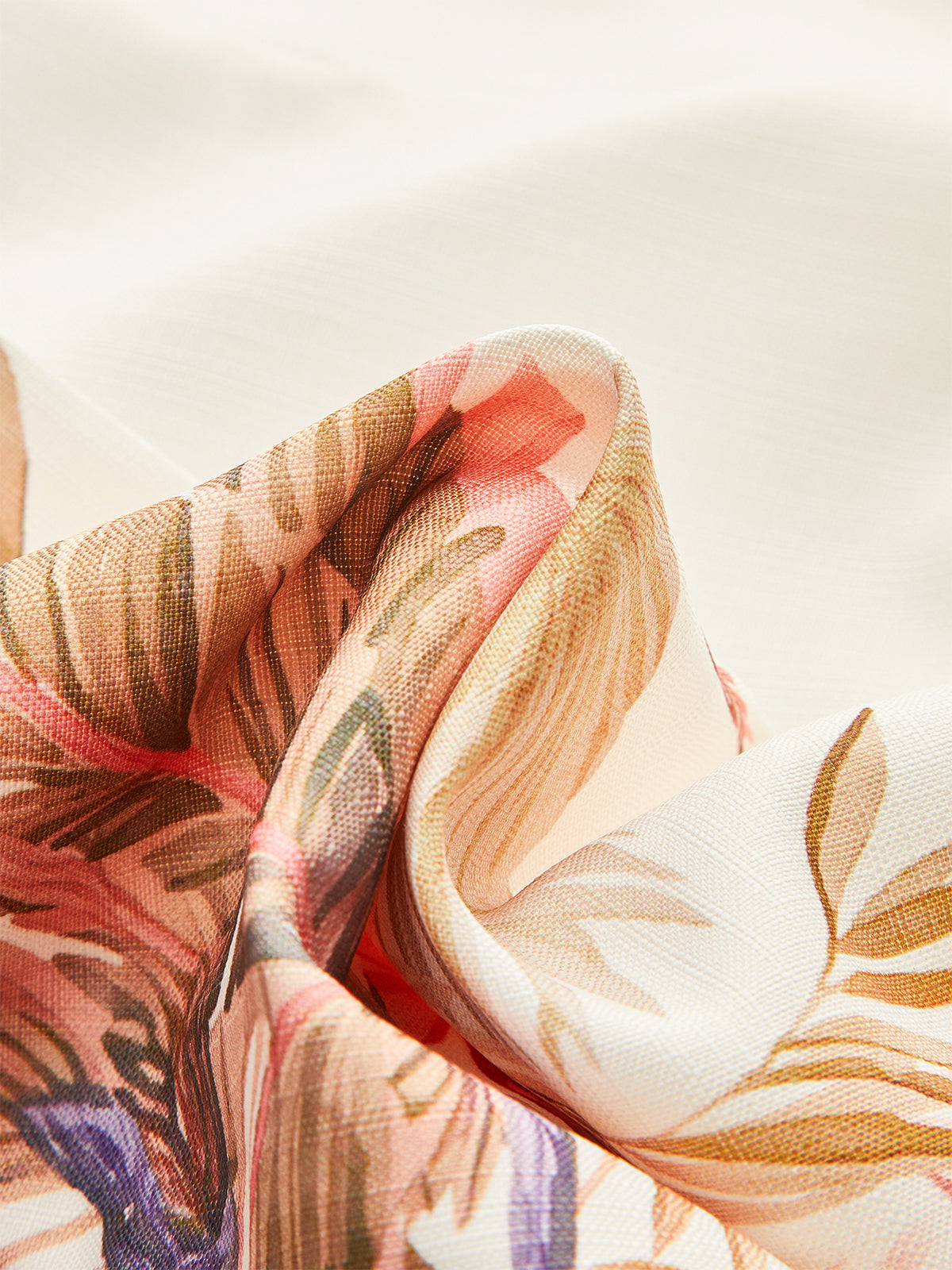 Belted Tropical Print High-Waist Shorts