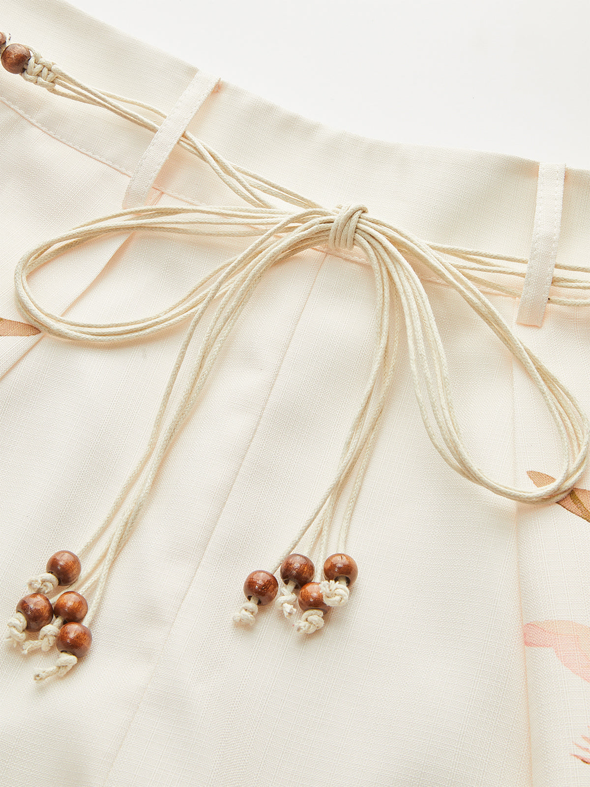 Belted Tropical Print High-Waist Shorts