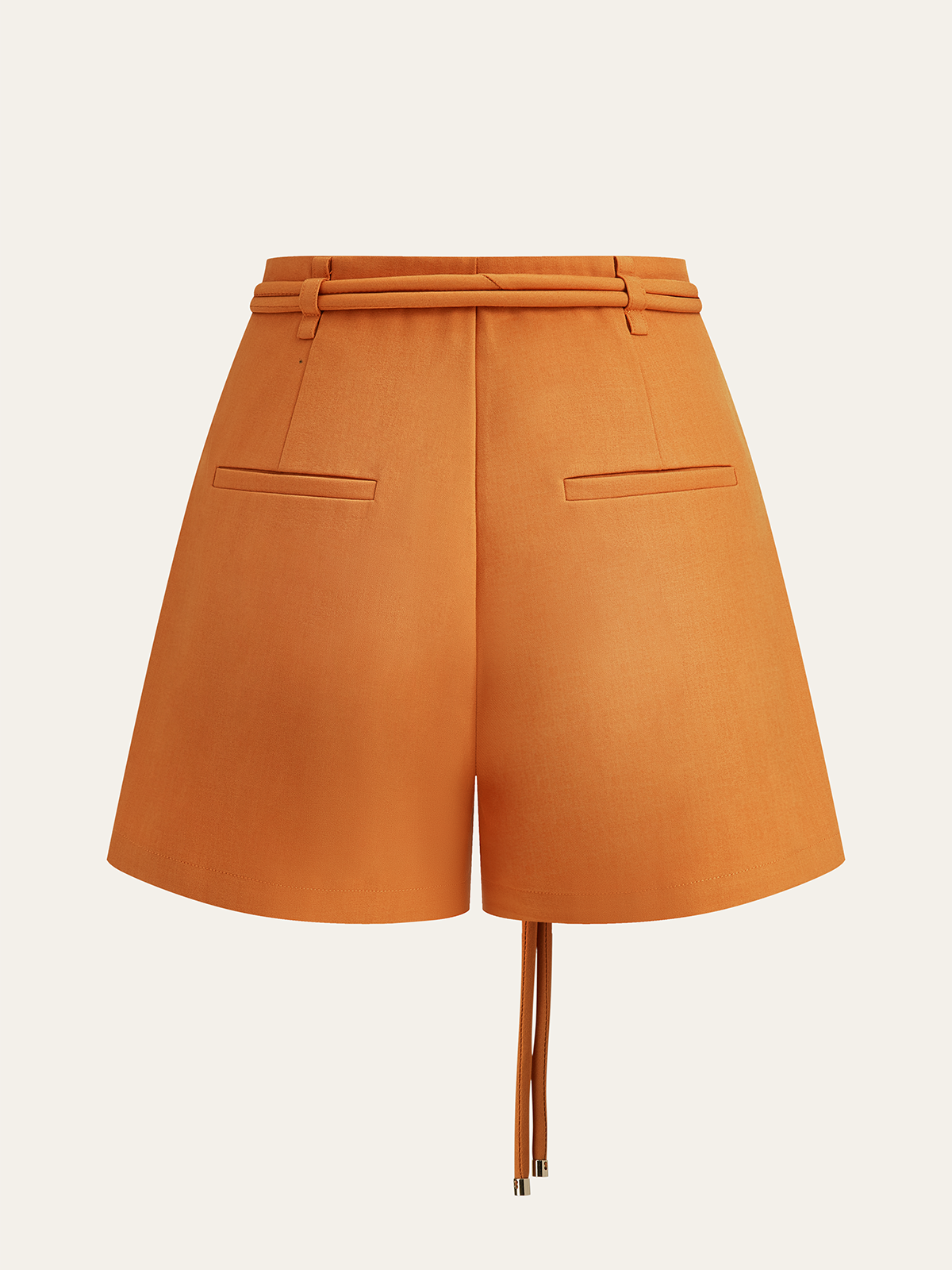 Belted High-Waisted Pleated Shorts