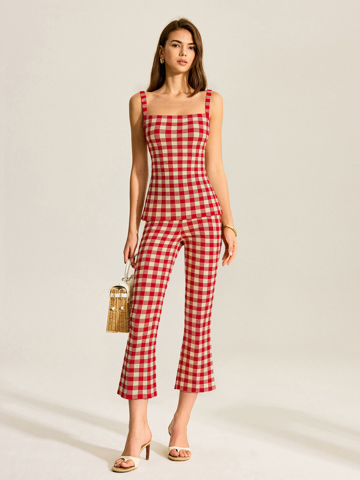 Gingham Print Pants Set