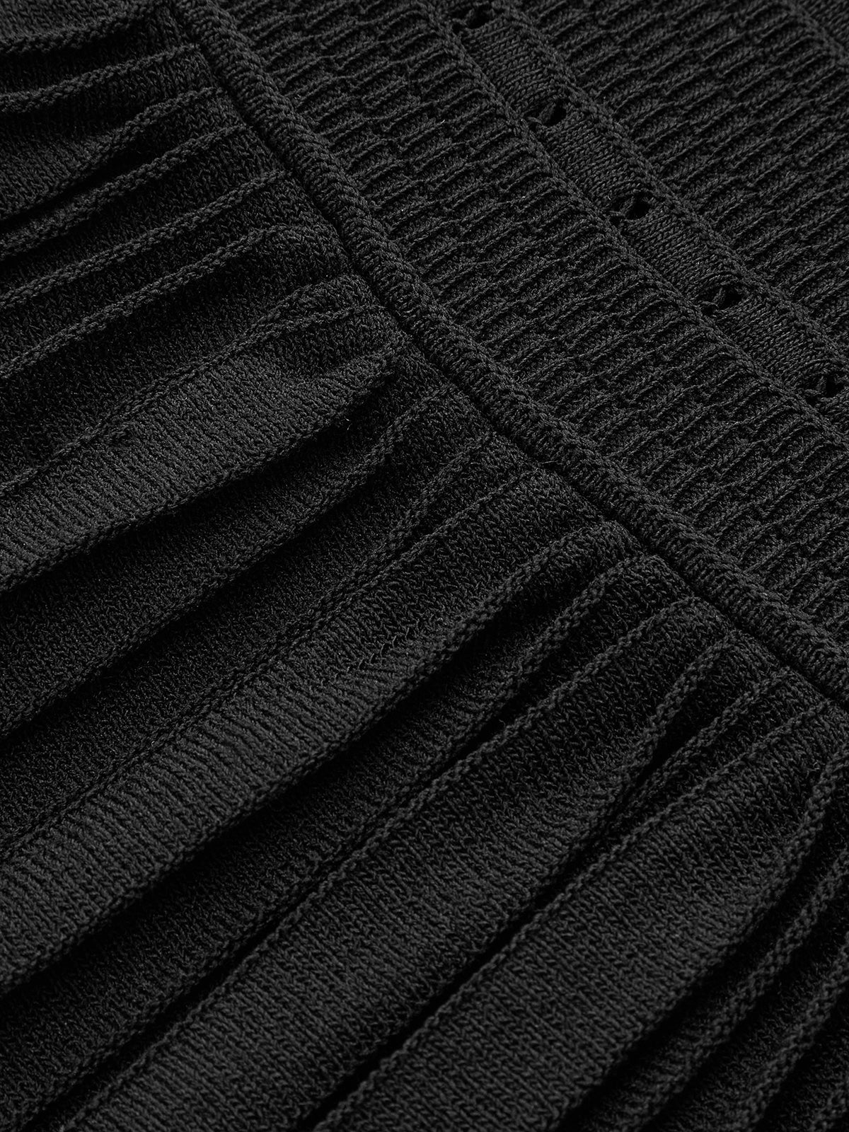 Multi-Knit Pleated Woolen Dress