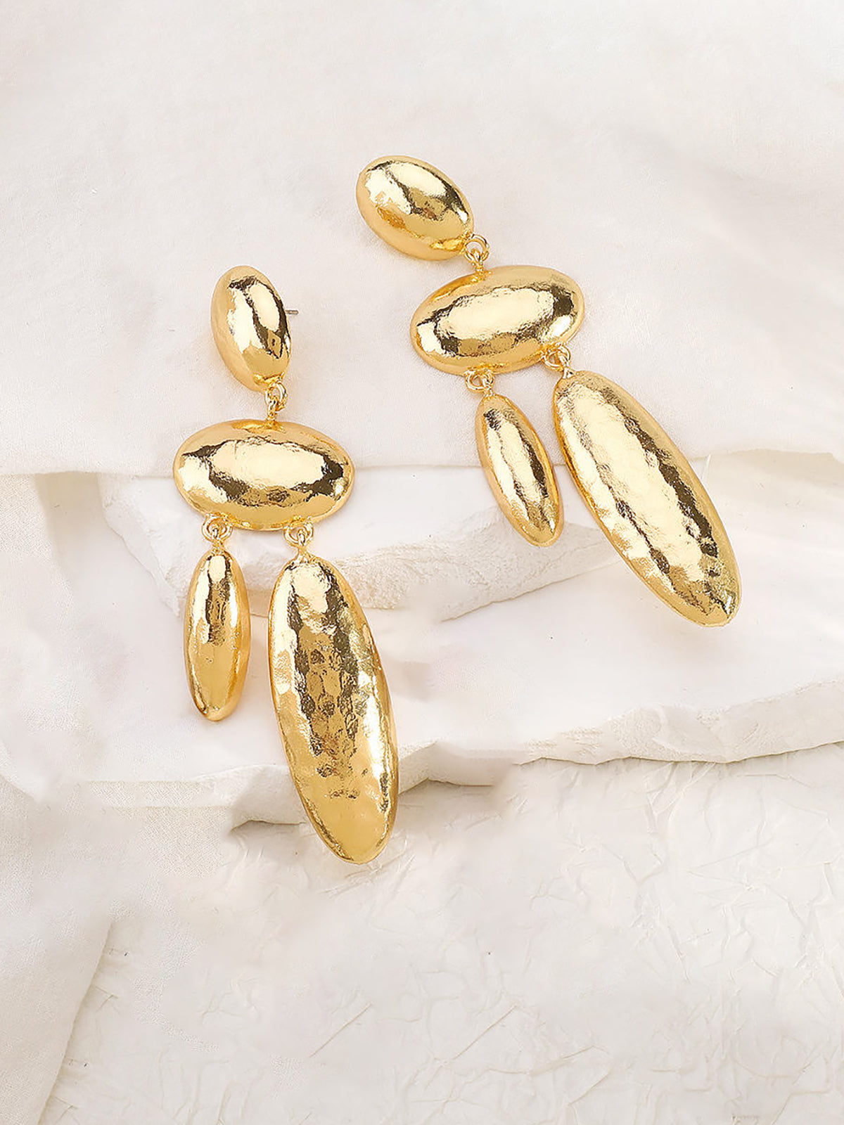 Long Alloy Geometric Drop Earrings