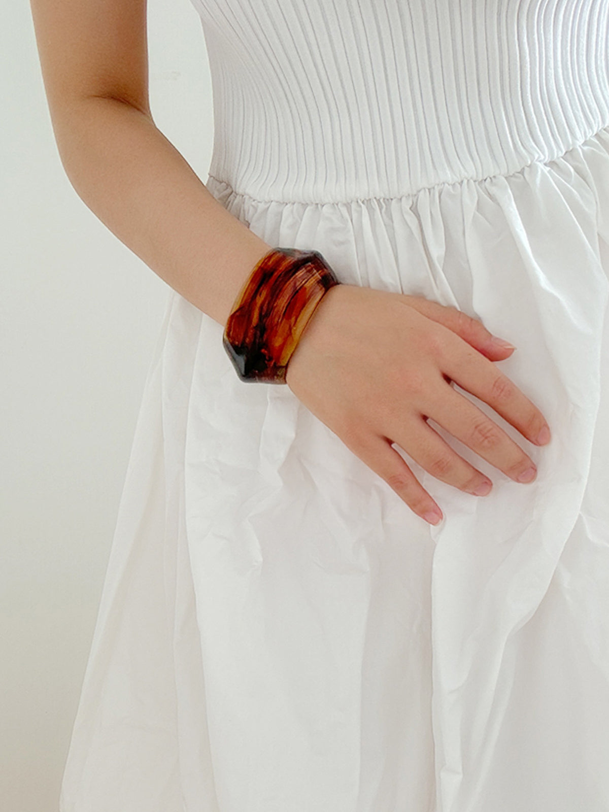 Semicircular Open-Ended Resin Bracelet