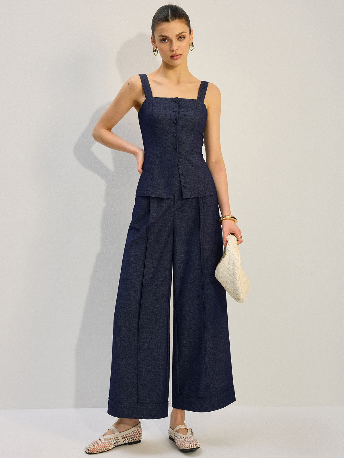 Denim Wide-Leg Pants