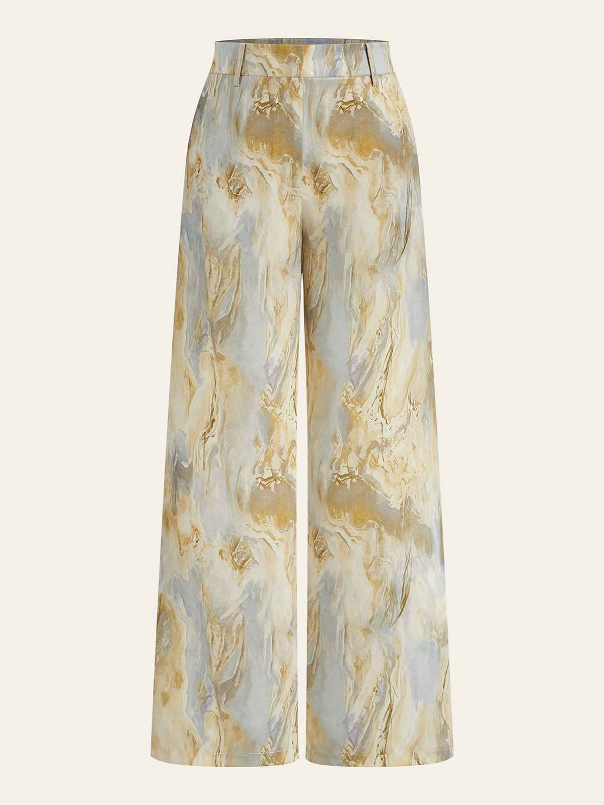 Marble Print Straight-Leg Pants