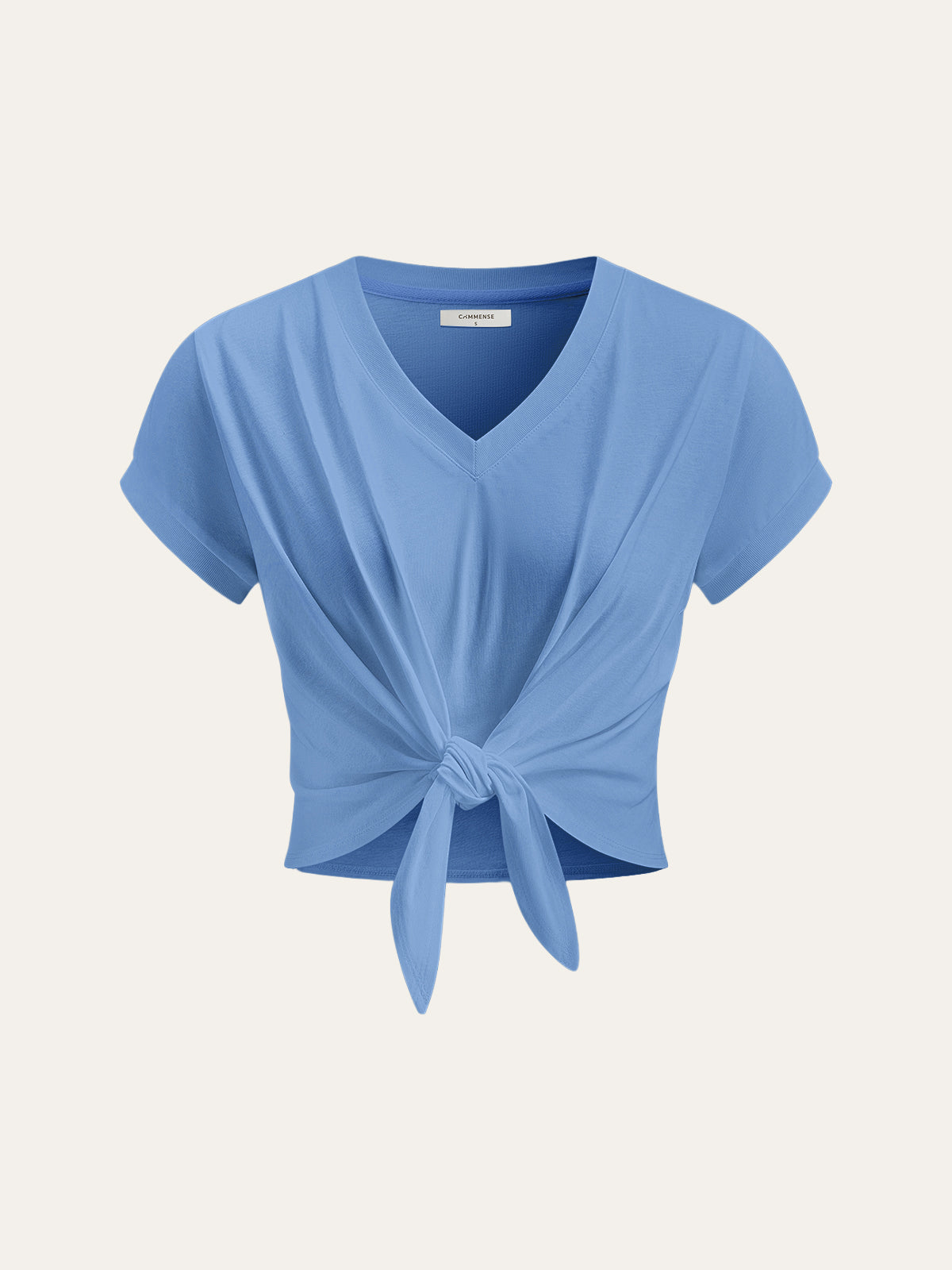 Knot Front V-Neck T-Shirt