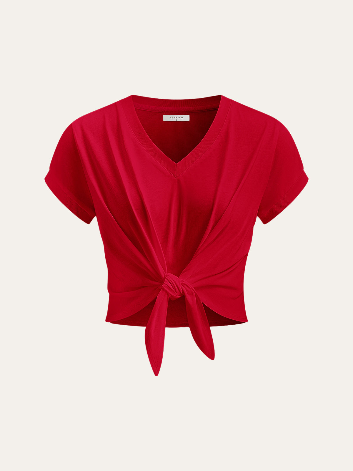 Knot Front V-Neck T-Shirt