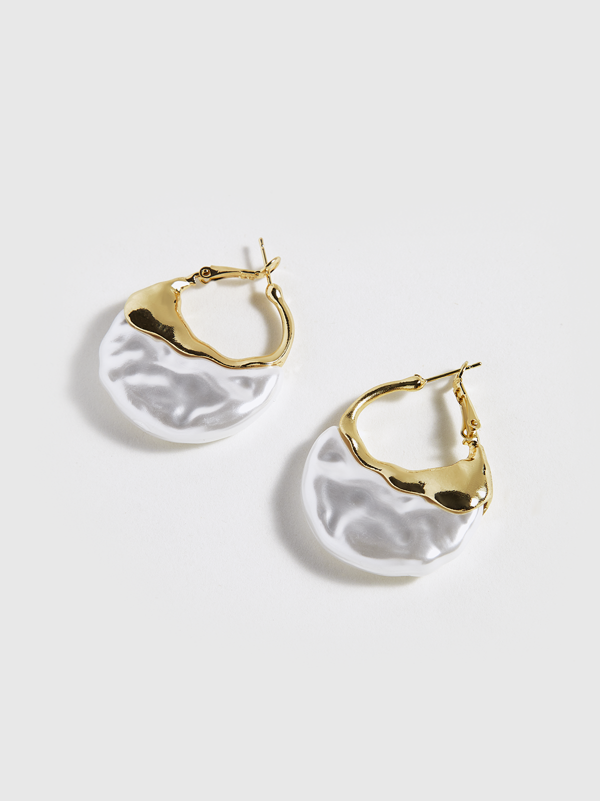 Gold-Tone Pearl-Effect Hoop Earrings
