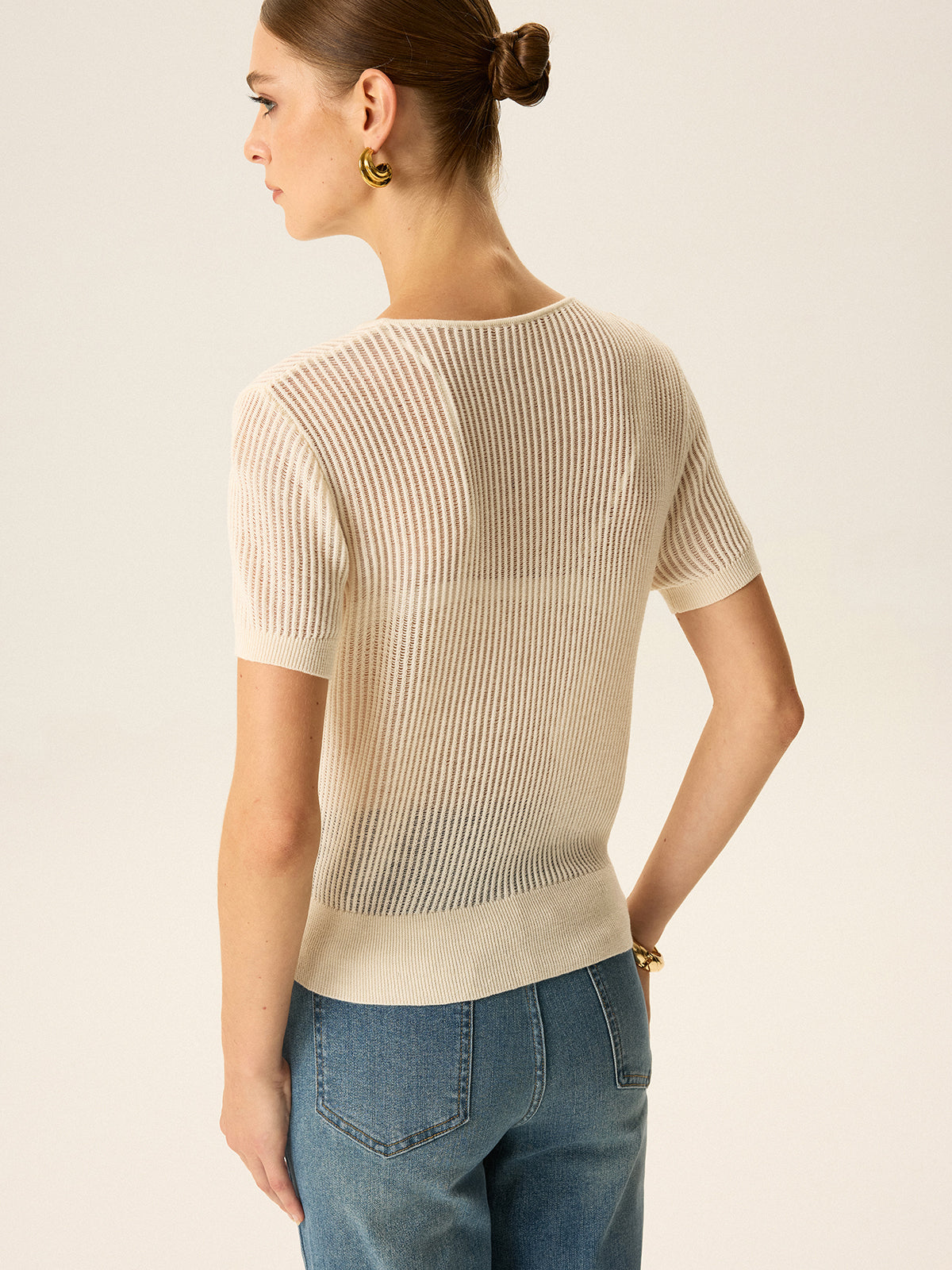 Asymmetric Button Knit Top