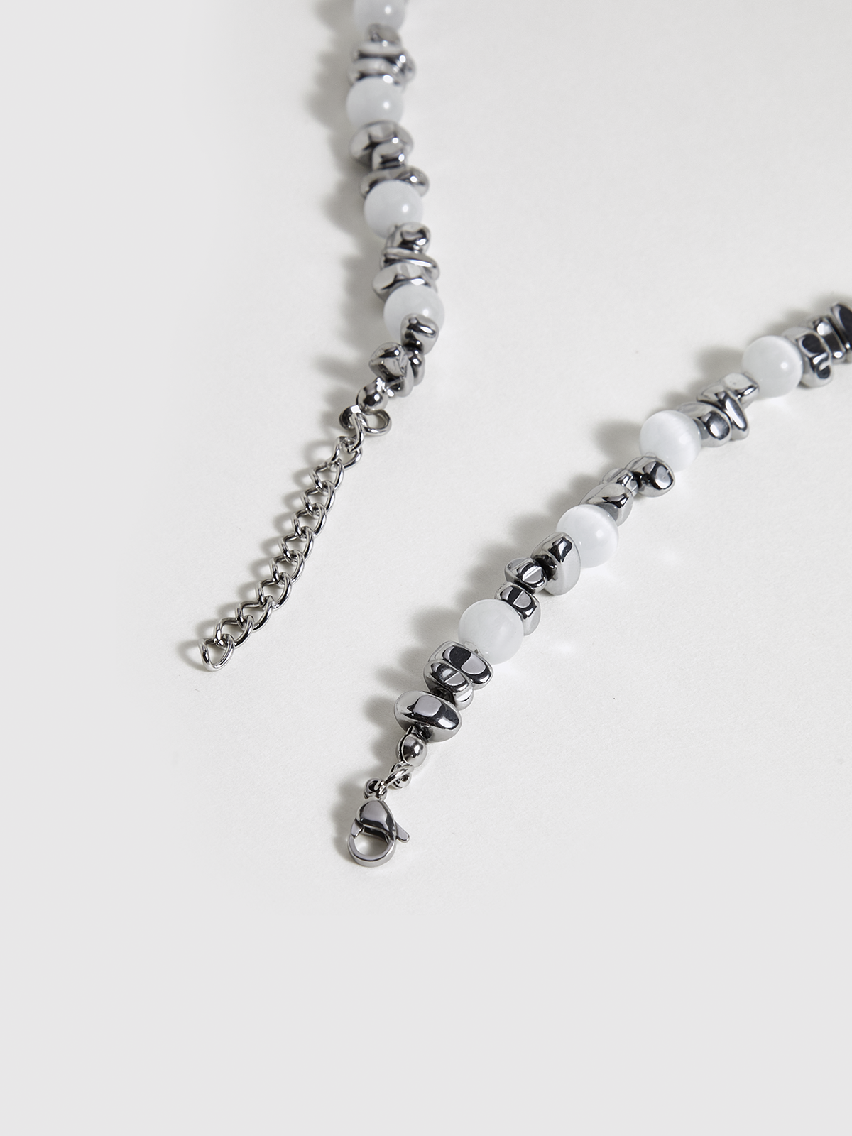 Pearl & Silver Beaded Choker Necklace