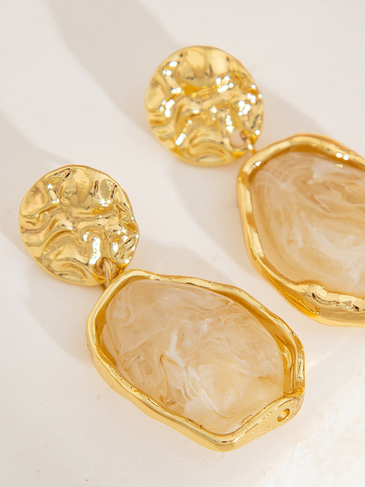 Golden Irregular Stone Earrings