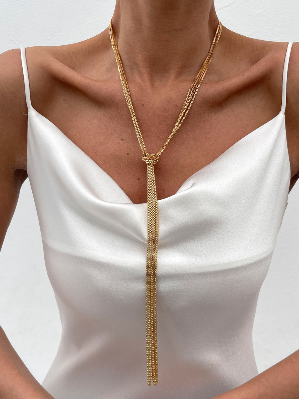 Golden Knotted Y-Shaped Necklace