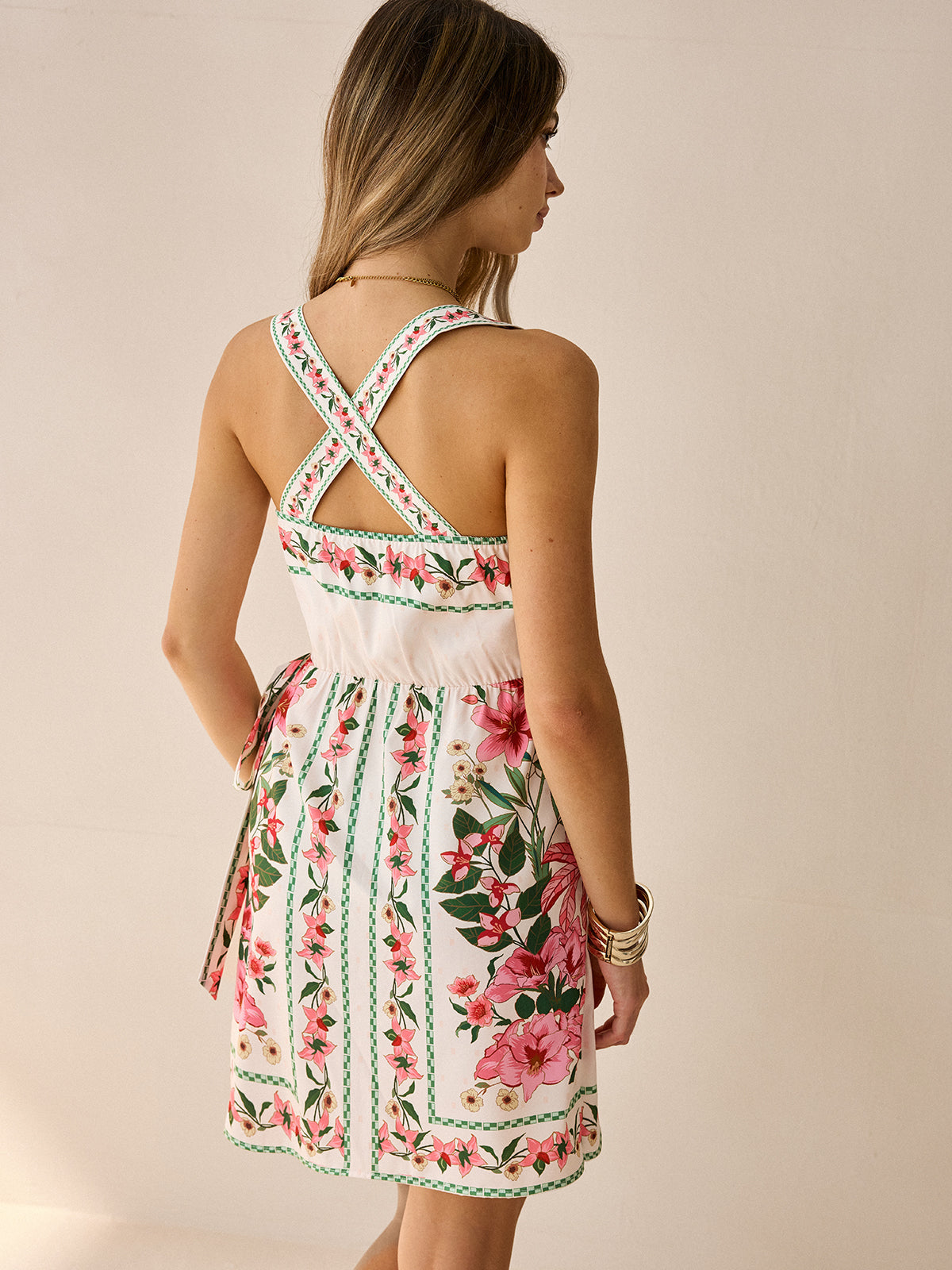 Floral Print Wrap Mini Dress