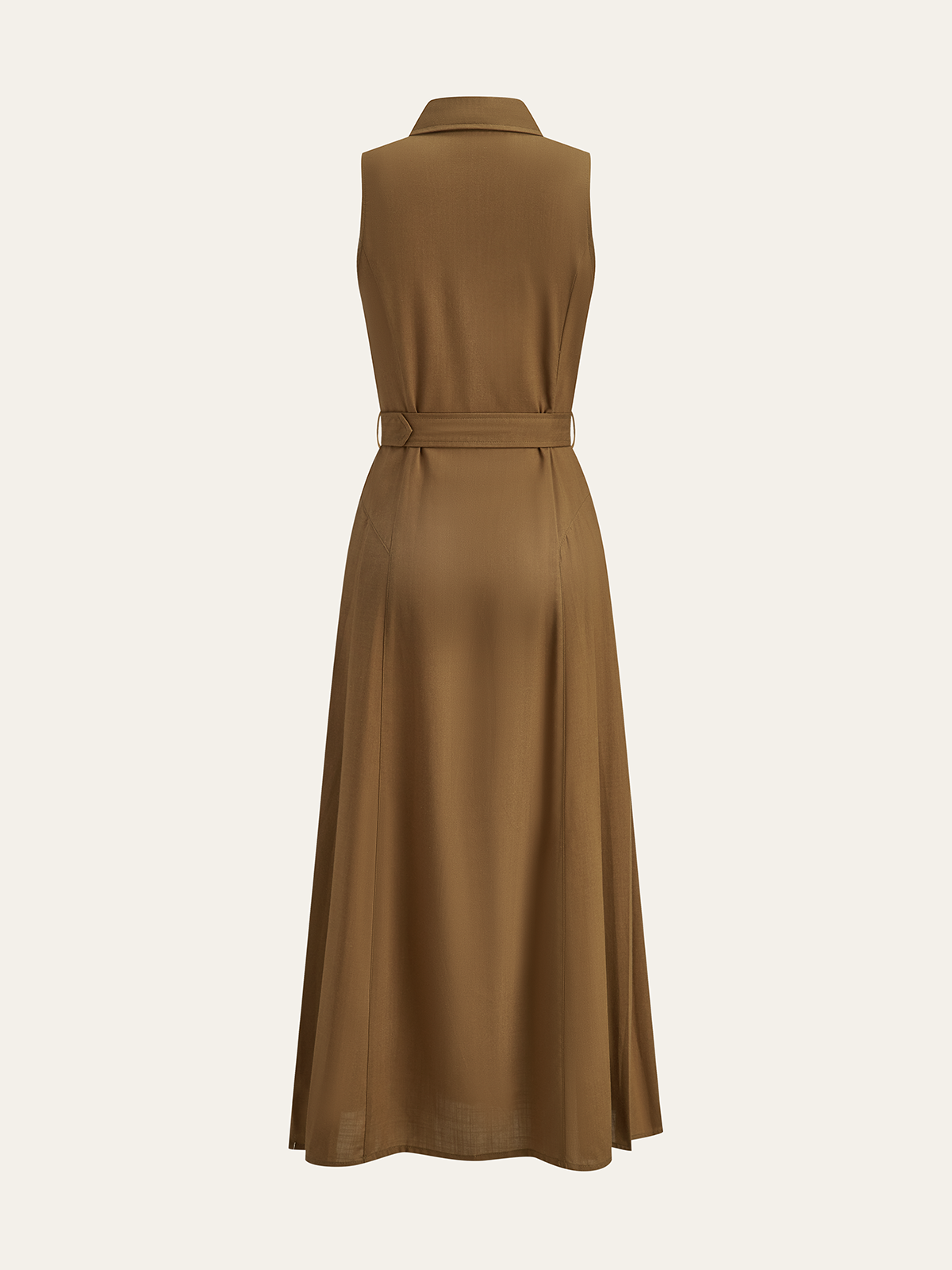 Belted Button Sleeveless Maxi Dress